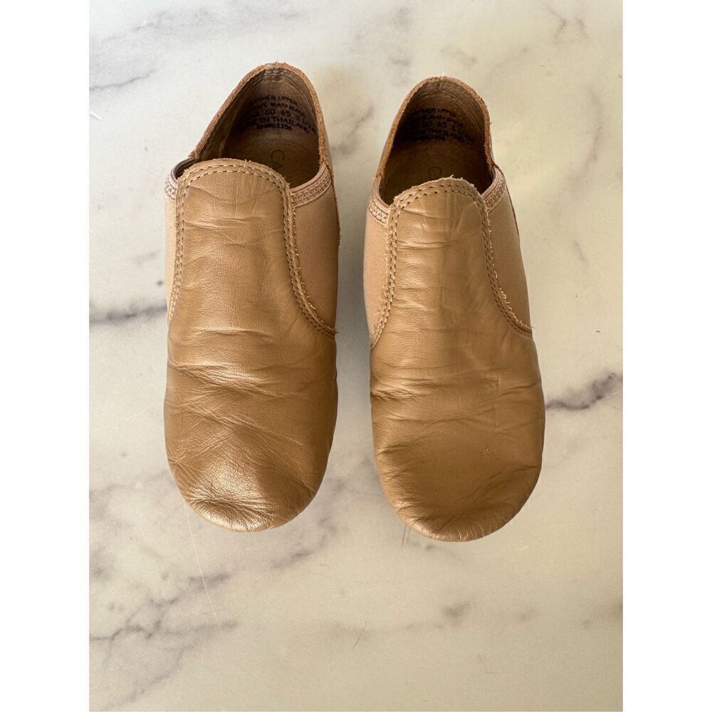 Capezio tan leather dance ballet shoes little girl 11.5-12 slight heel